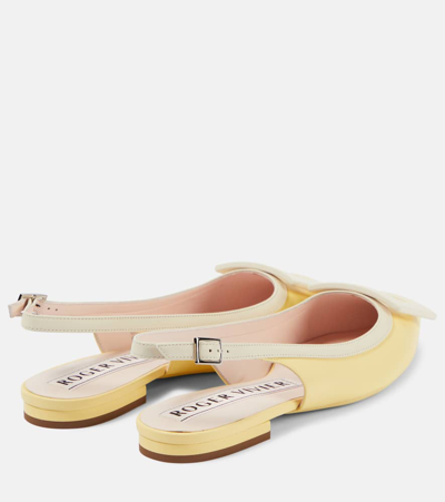 Shop Roger Vivier Gommettine Leather Slingback Flats In Yellow