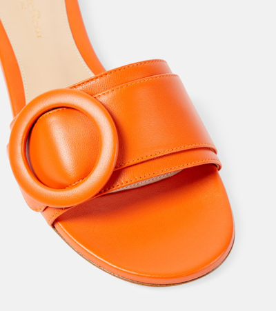 Shop Gianvito Rossi Leather Mules In Orange
