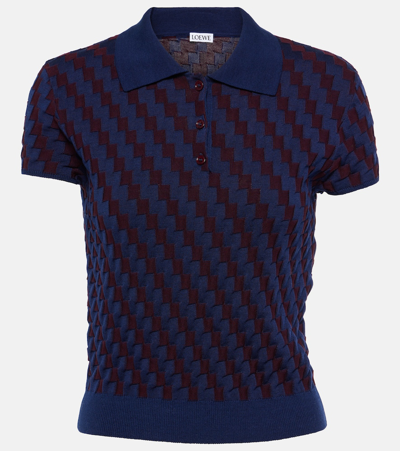Shop Loewe Cotton-blend Polo Shirt In Blue