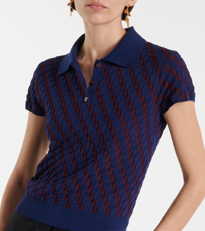Shop Loewe Cotton-blend Polo Shirt In Blue