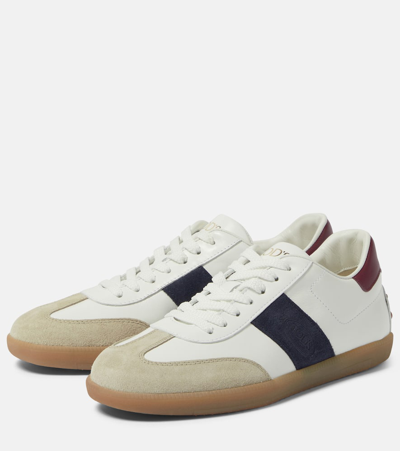 Shop Tod's Tabs Suede-trimmed Leather Sneakers In White