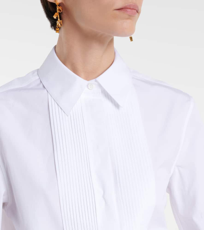 Shop Loewe Pleated Cotton Blouse In White