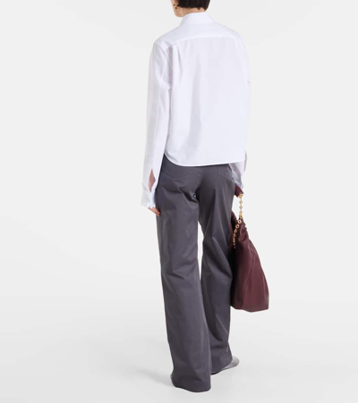 Shop Loewe Pleated Cotton Blouse In White