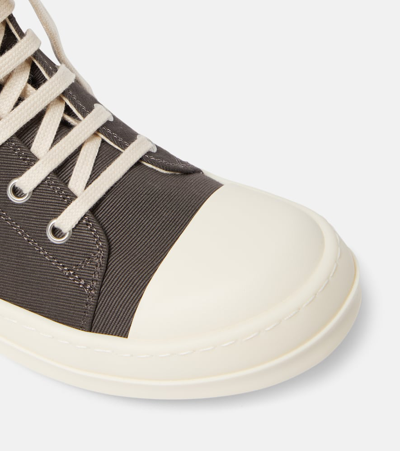 Shop Rick Owens Drkshdw Distressed Denim High-top Sneakers In White