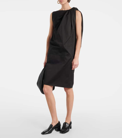 Shop Totême Cotton And Linen Minidress In Black