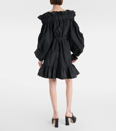 Patou Bow-detail Ruffled Faille Minidress In Black