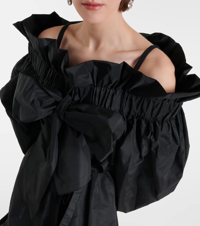 Patou Bow-detail Ruffled Faille Minidress In Black