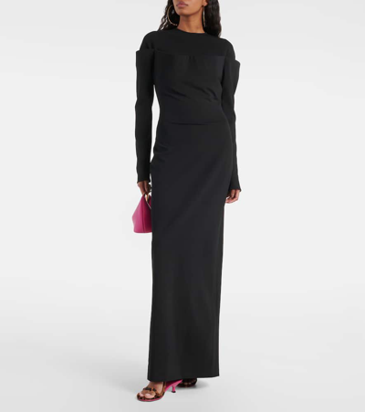 Shop Jacquemus Sabre Jersey Maxi Dress In Black