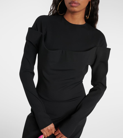 Jacquemus Sabre Cold-shoulder Dress In Black