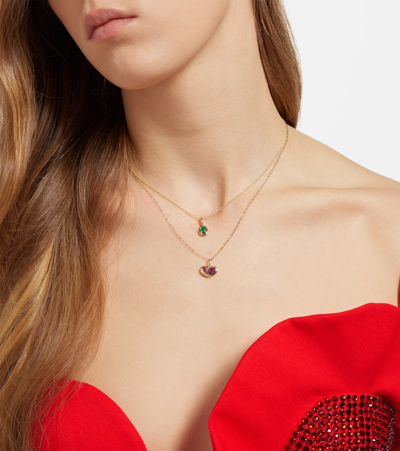 Stone And Strand Bonbon 14kt Gold Pendant Necklace With Emerald In Gold