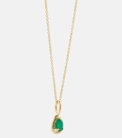 Stone And Strand Bonbon 14kt Gold Pendant Necklace With Emerald In Gold