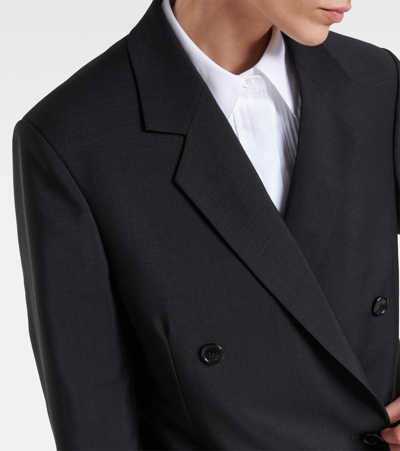 Shop Loewe Double-breasted Wool Jacket In Black