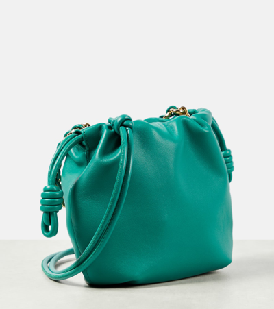 Shop Loewe Flamenco Round Leather Tote Bag In Green