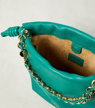 Shop Loewe Flamenco Round Leather Tote Bag In Green