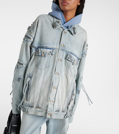 Balenciaga Cagole Oversized Denim Jacket In Blue