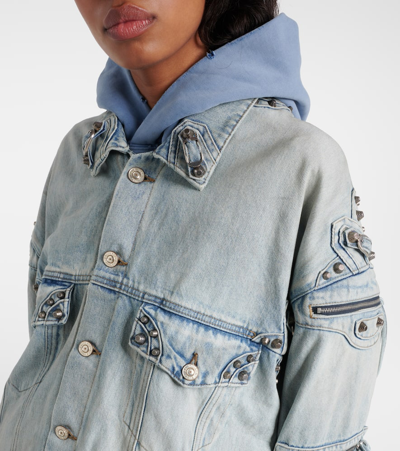Balenciaga Cagole Oversized Denim Jacket In Blue