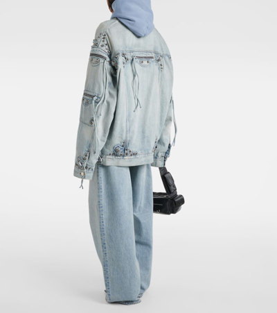 Balenciaga Cagole Oversized Denim Jacket In Blue