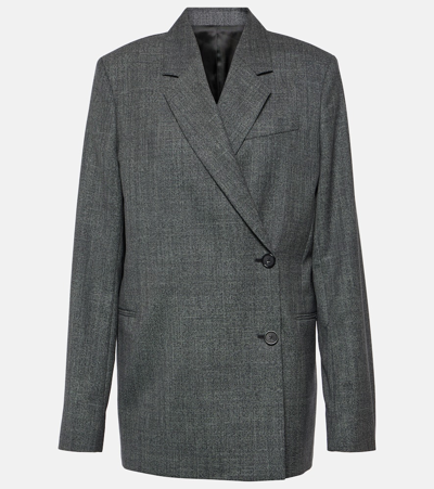 Totême Double-breasted Recycled Woven Blazer In Black