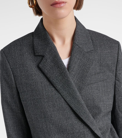 Totême Double-breasted Recycled Woven Blazer In Black