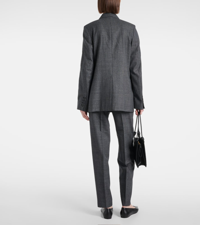 Totême Double-breasted Recycled Woven Blazer In Black