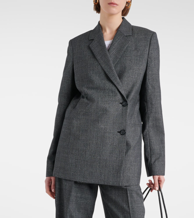 Totême Double-breasted Recycled Woven Blazer In Black