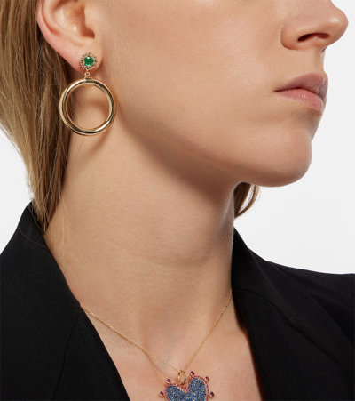 Ileana Makri Endless 18kt Gold Hoop Earrings With Diamonds And Emeralds In Gold