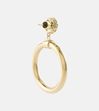 Ileana Makri Endless 18kt Gold Hoop Earrings With Diamonds And Emeralds In Gold