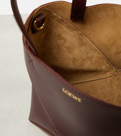 Loewe Puzzle Fold Mini Leather Tote Bag In Braun