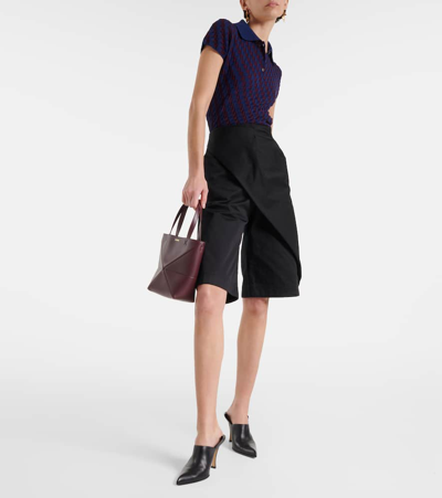 Loewe Puzzle Fold Mini Leather Tote Bag In Braun