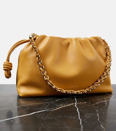 Loewe Flamenco Medium Leather Clutch In Braun