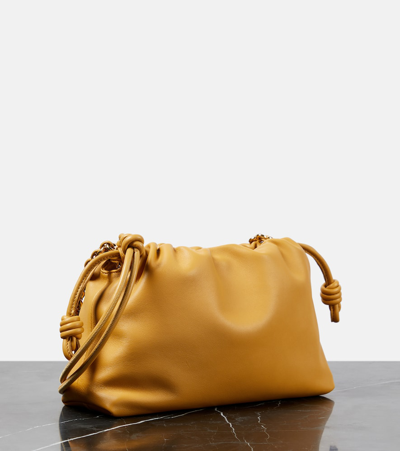 Loewe Flamenco Medium Leather Clutch In Braun
