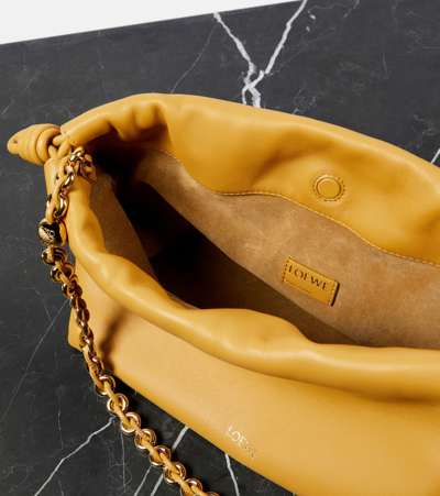 Loewe Flamenco Medium Leather Clutch In Braun
