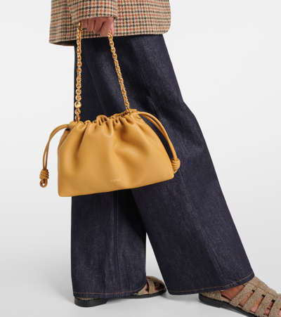 Loewe Flamenco Medium Leather Clutch In Braun