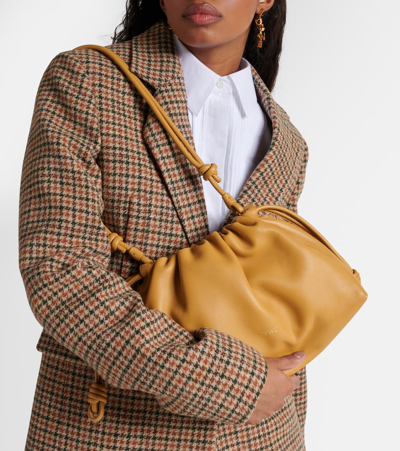 Loewe Flamenco Medium Leather Clutch In Braun
