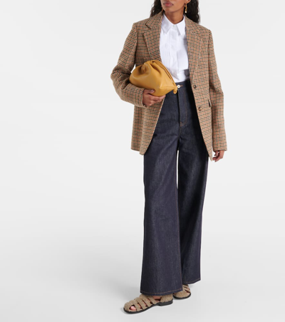 Loewe Flamenco Medium Leather Clutch In Braun