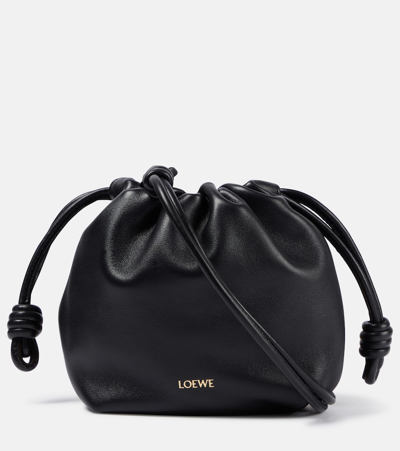 Shop Loewe Flamenco Leather Shoulder Bag In Schwarz
