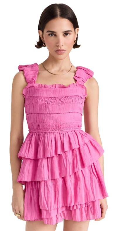 Shop Sea Cole Smocked Ramie Sleeveless Tiered Dress Pink