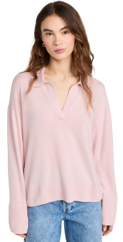 Shop Alex Mill Isa Polo Pullover In Cashmere Blush Pink