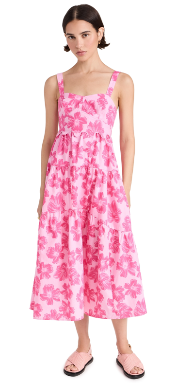 Shop Moon River Sleeveless Tiered Midi Dress Pink Multi
