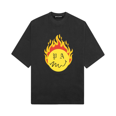 Pre-owned Palm Angels Burning Head Loose Tee 'black/yellow'