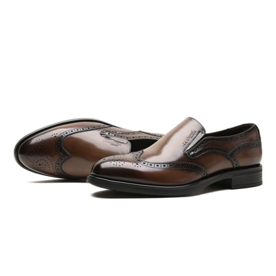 【复古擦色】男士一脚蹬布洛克牛皮革商务鞋舒适耐磨爸爸鞋男皮鞋