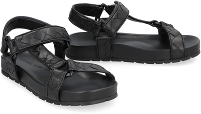 Shop Bottega Veneta Trip Leather Sandals In Black