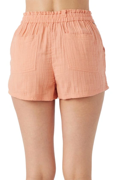 Shop O'neill Carlie Cotton Double Gauze Shorts In Pink Sand