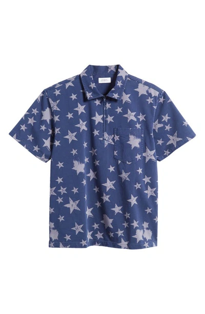 Saturdays Surf Nyc Billy Sunbaked Star Print Short Sleeve Quarter Zip Workwear Shirt In Star Print