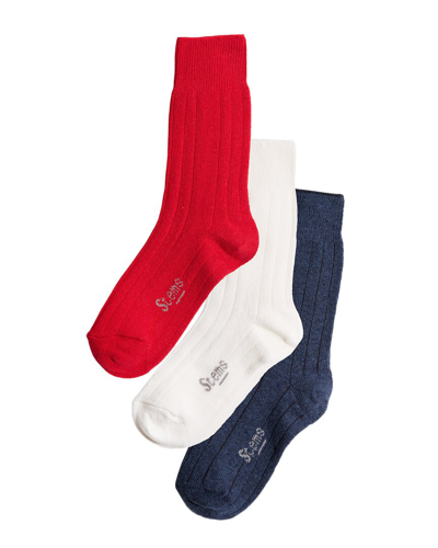 Shop Stems Box Of 3 Lux Cashmere & Wool-blend Sock