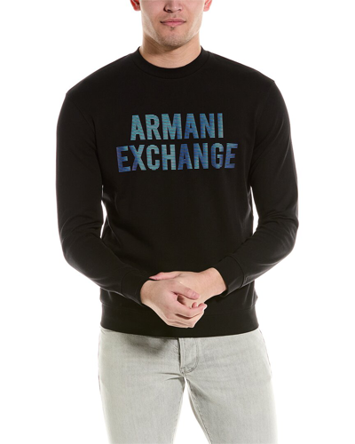 Shop Armani Exchange Graphic Crewneck Sweatshirt In Blue