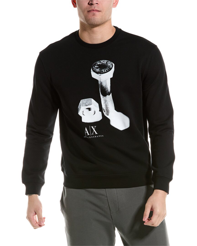 Shop Armani Exchange Graphic Crewneck Sweatshirt In Black