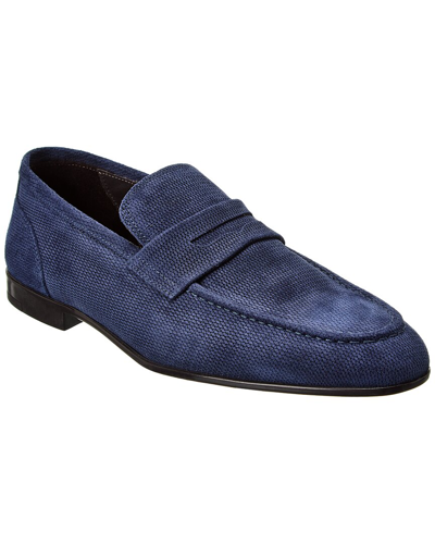 Shop M By Bruno Magli Lauro Suede Loafer In Navy
