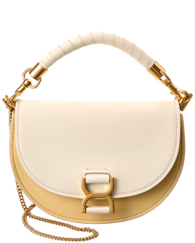 Shop Chloé Marcie Chain Flap Leather & Suede Shoulder Bag In White