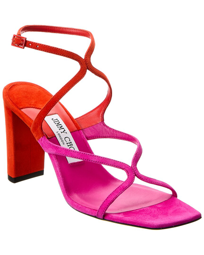 Shop Jimmy Choo Azie 85 Suede Sandal In Red